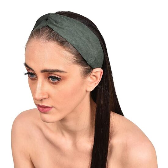 Замшевая зеленая эластичная повязка для волос, повязка на голову от пота